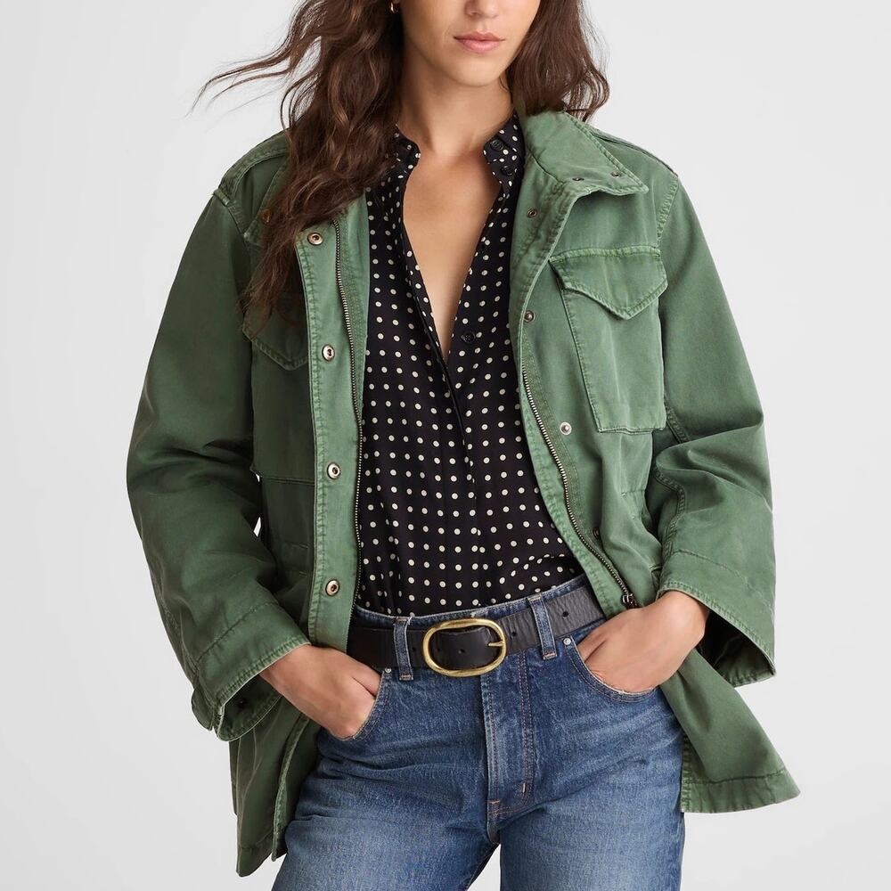 NWT Madewell Oversized Field Jacket Utility Flap Pockets Green Women's Size S
